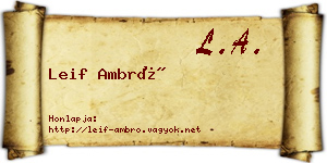 Leif Ambró névjegykártya